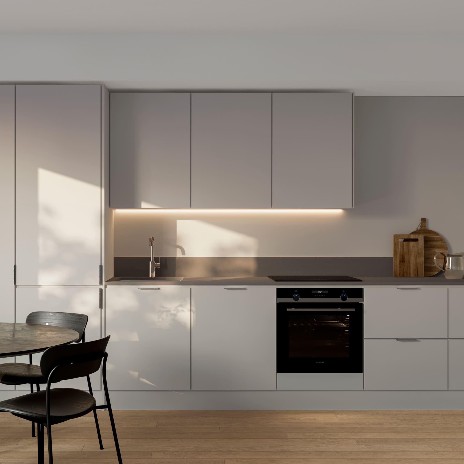 Light beige coloured kitchen