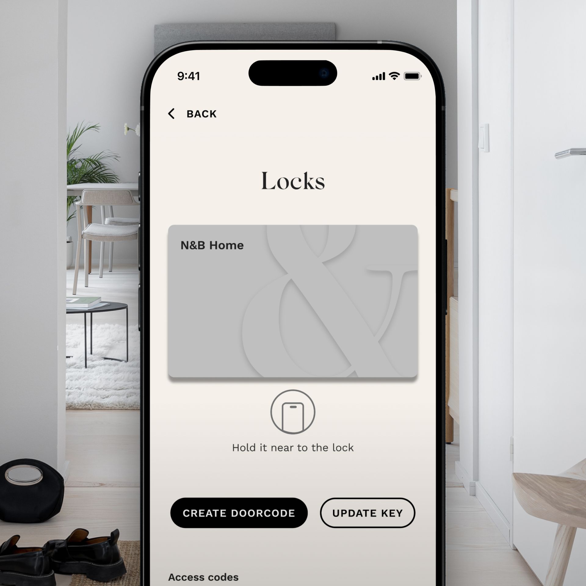 N&B sovellus, jonka avulla voit avata asuntosi ovet.