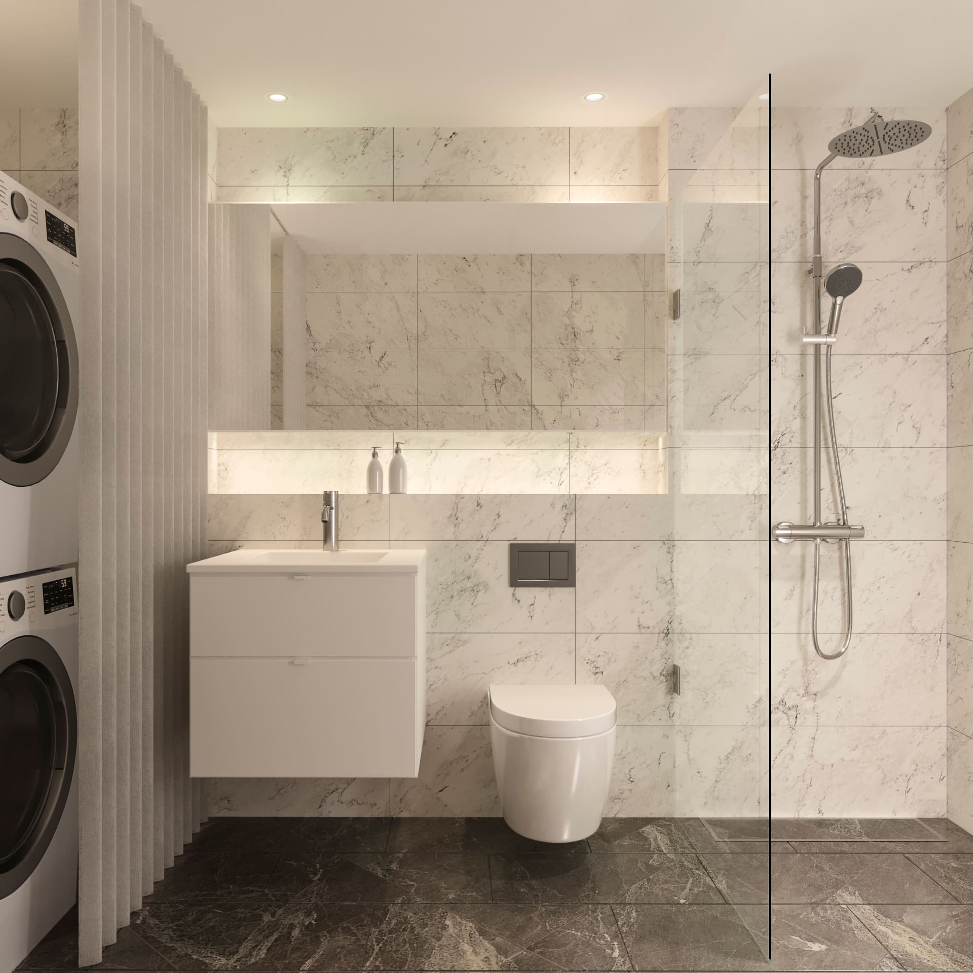 Valkoinen kylpyhuonetyyli